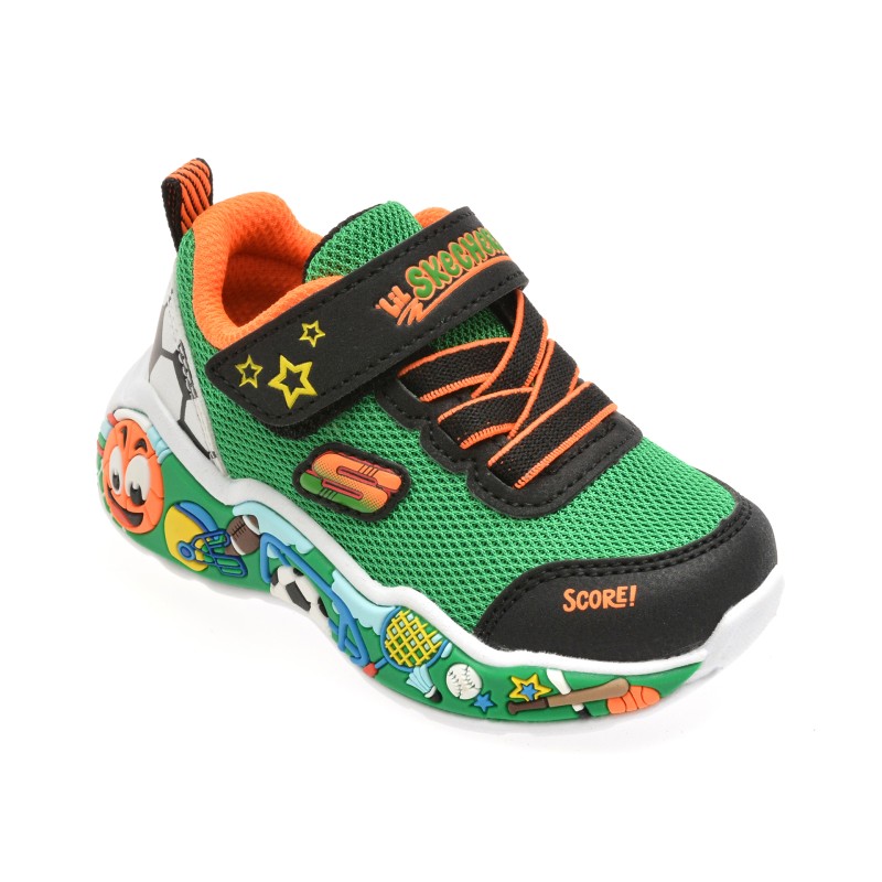 Pantofi sport SKECHERS verzi, PLAY SCENE, din material textil