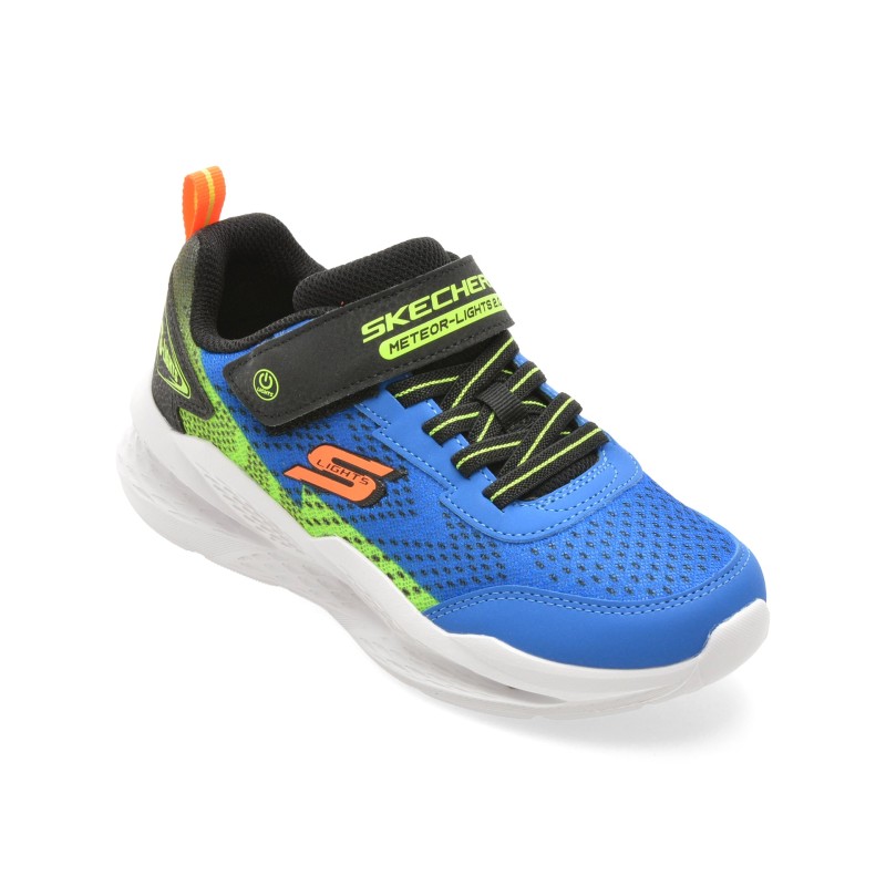 Pantofi sport SKECHERS albastri, METEOR-LIGHTS 2.0, din material textil