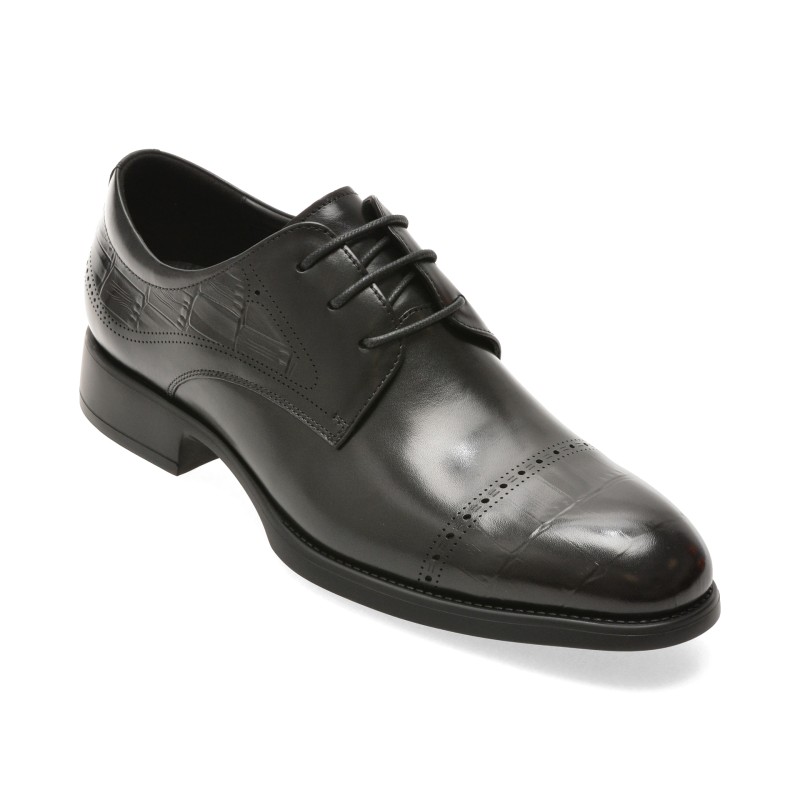 Pantofi eleganti EPICA PREMIUM negri, TMA145, din piele naturala