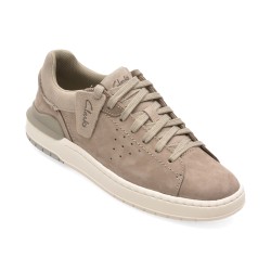 Pantofi sport CLARKS gri, COURTLITE 2 RUN, din nabuc