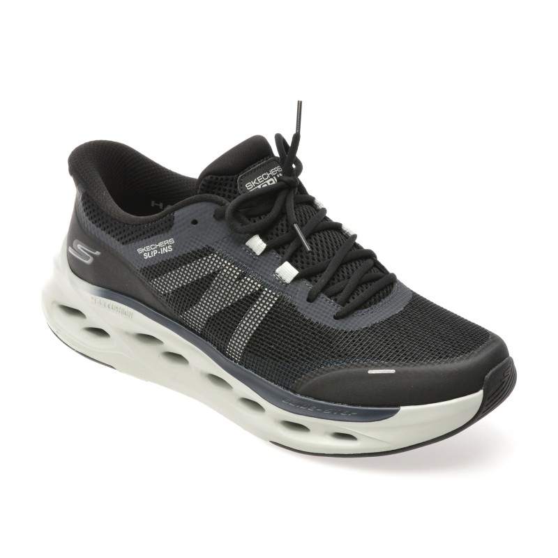Pantofi sport SKECHERS negri, MAX CUSHIONING GLIDE-STEP , din material textil