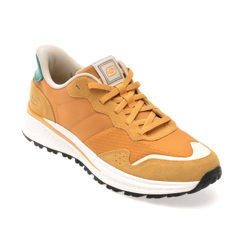 Pantofi sport SKECHERS portocalii, SLADE ULTRA, din material textil si piele naturala
