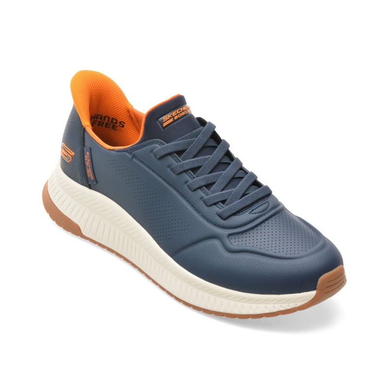 Pantofi sport SKECHERS bleumarin, BOBS SQUAD 4, din piele ecologica
