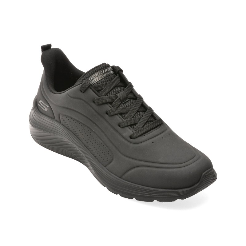 Pantofi sport SKECHERS negri, BOBS SQUAD WAVES, din piele ecologica