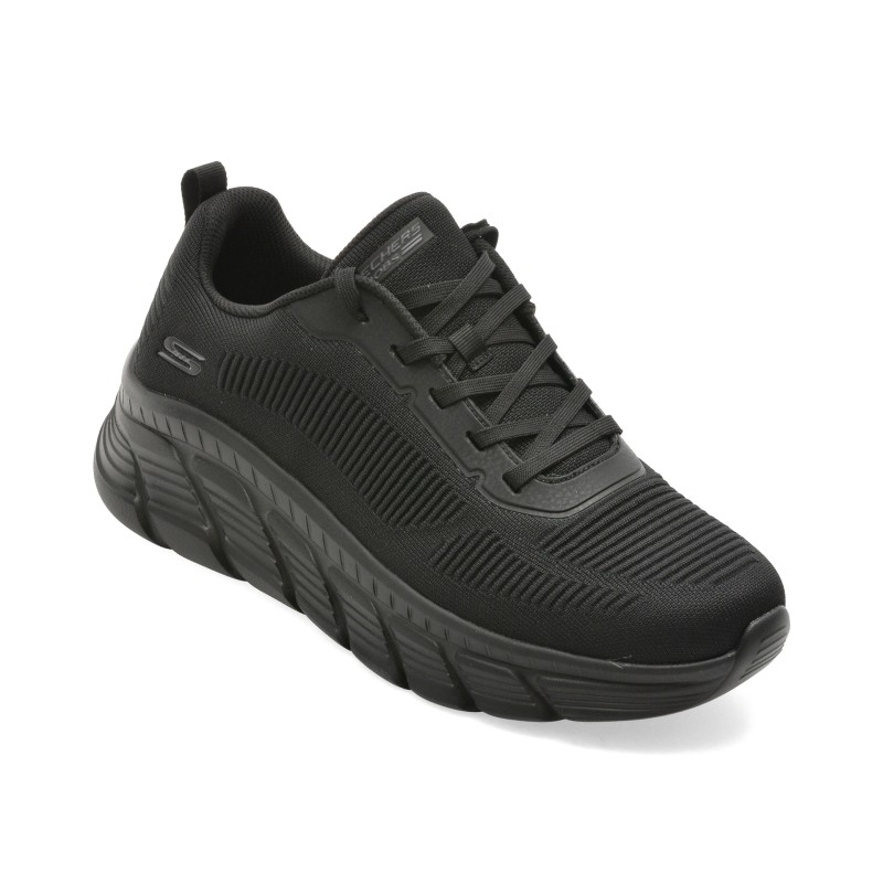 Pantofi sport SKECHERS negri, BOBS B FLEX HI, din material textil