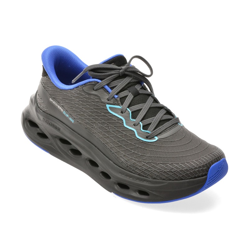 Pantofi sport SKECHERS negri, MAX CUSHIONING GLIDE-STEP, din material textil