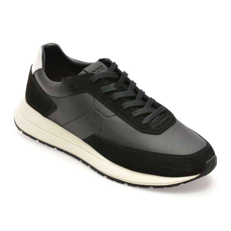 Pantofi sport BOSS negri, 7837, din piele naturala