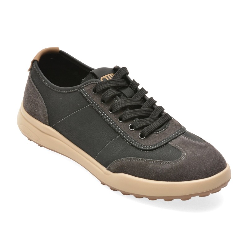 Pantofi sport OTTER negri, T25239, din piele naturala