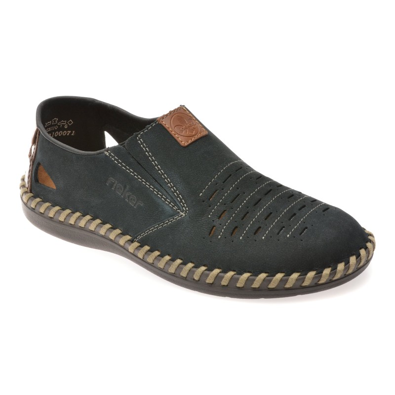 Pantofi RIEKER bleumarin, B2457, din piele naturala