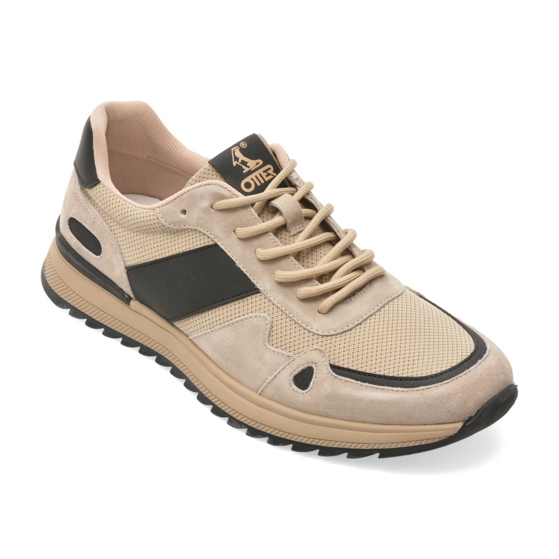 Pantofi sport OTTER gri, E660005, din material textil si piele naturala