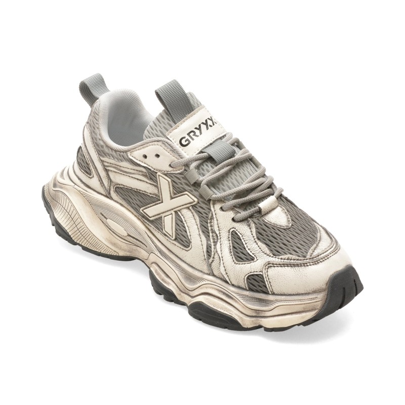 Pantofi sport GRYXX gri, Y507, din material textil si piele naturala