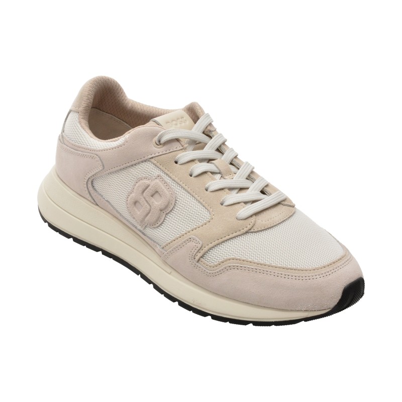 Pantofi sport BOSS albi, 4612, din material textil si piele naturala