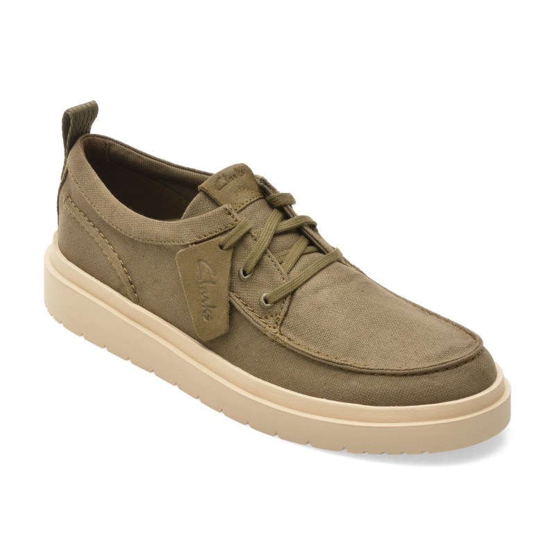 Mocasini CLARKS kaki, POLDEN MOC, din material textil