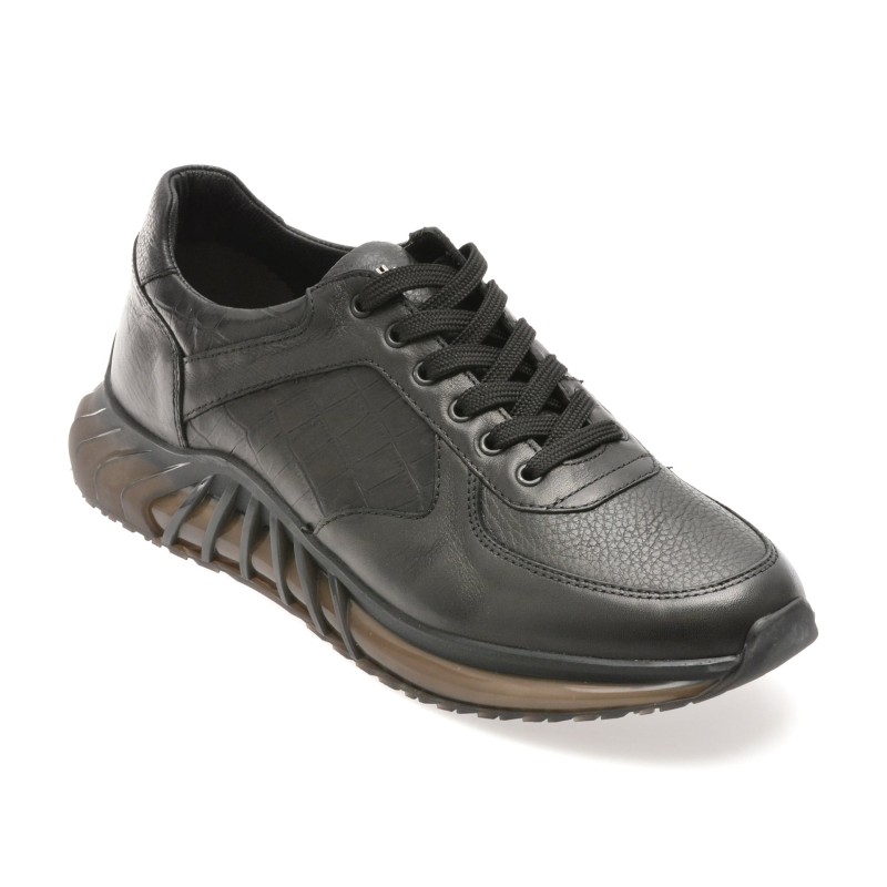 Pantofi sport BITE THE BULLET negri, KL210, din piele naturala