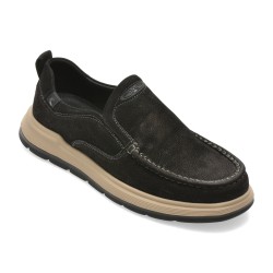 Mocasini OTTER negri, E660010, din piele naturala