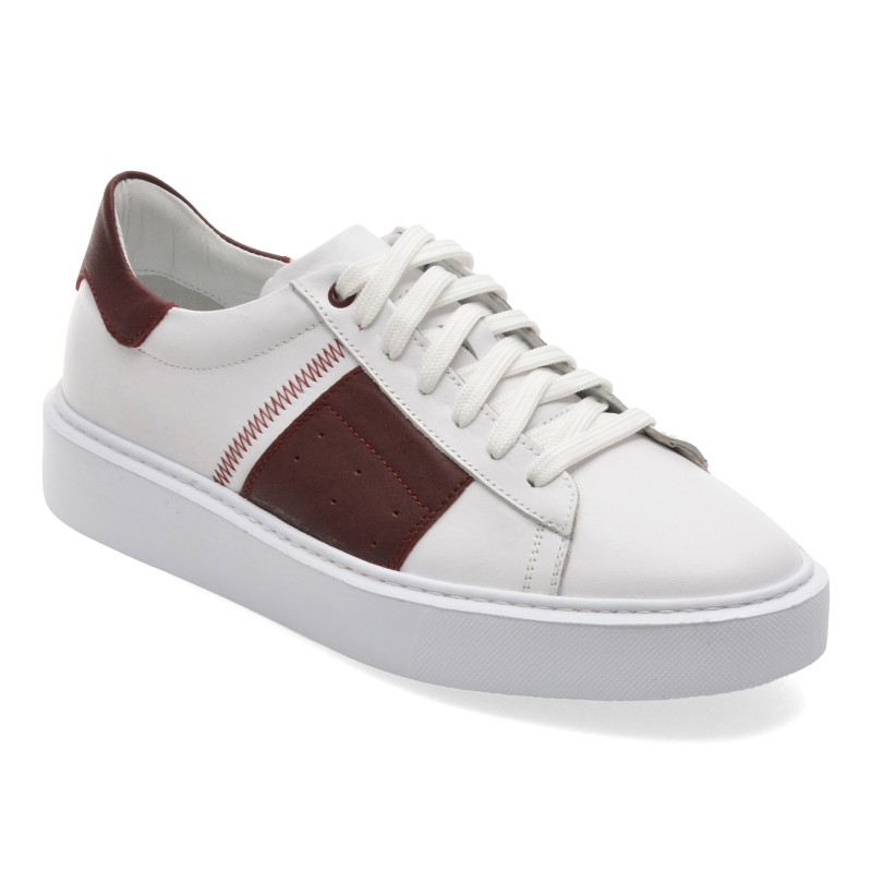 Pantofi sport MARCO BUFFON albi, BF351, din piele naturala