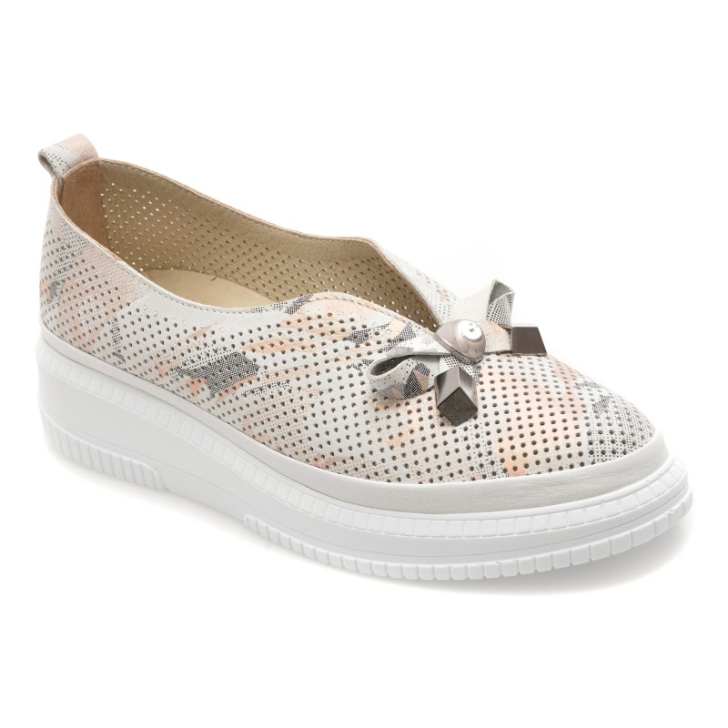 Pantofi GOLD DEER albi, 212618Z, din piele naturala