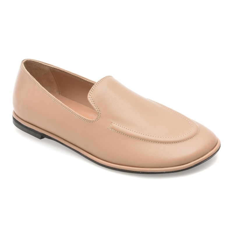 Mocasini GOLD DEER nude, 420891, din piele naturala