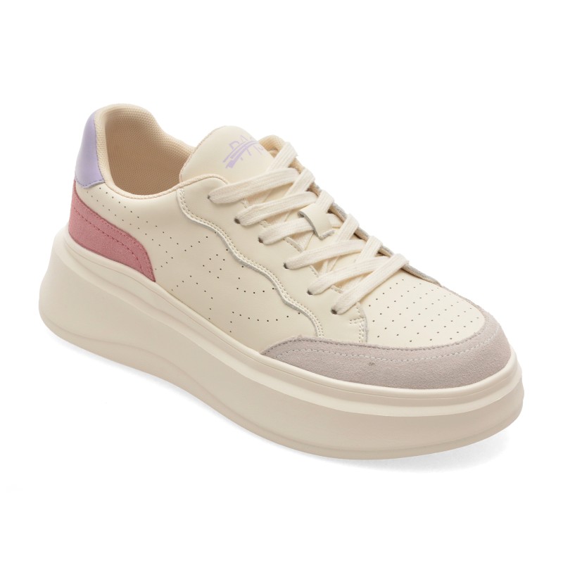 Pantofi sport PASS COLLECTION albi, M960006, din piele naturala
