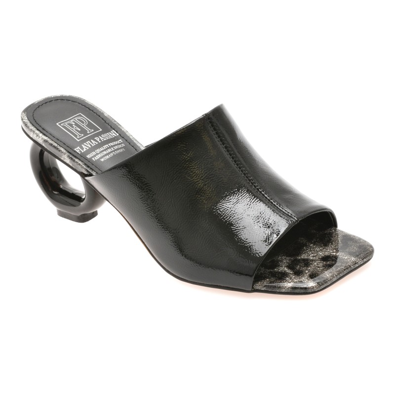Papuci FLAVIA PASSINI negri, M1289, din piele naturala lacuita