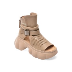 Ghete PASS COLLECTION bej, LY60006, din piele naturala