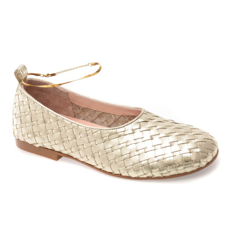 Balerini GOLD DEER aurii, 420727, din piele naturala