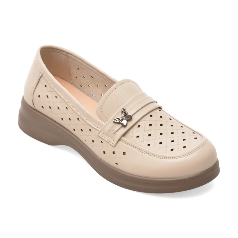 Mocasini FLAVIA PASSINI bej, 2618, din piele naturala