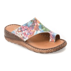 Papuci EVIDA albi, EV2875, din piele naturala