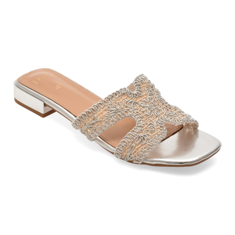 Papuci EPICA argintii, 9152, din material textil