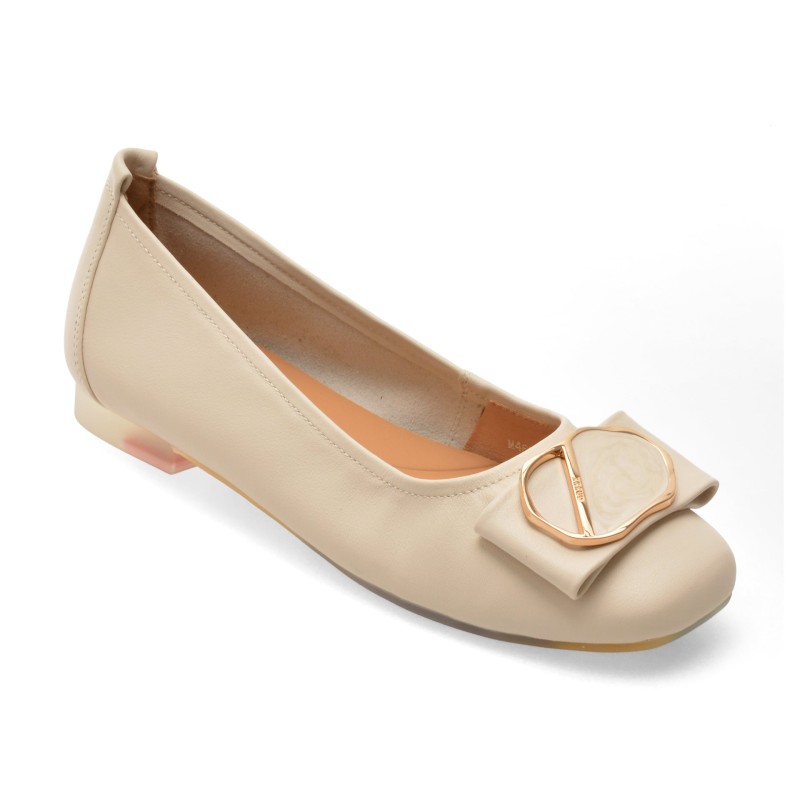 Balerini GRYXX bej, 460011, din piele naturala