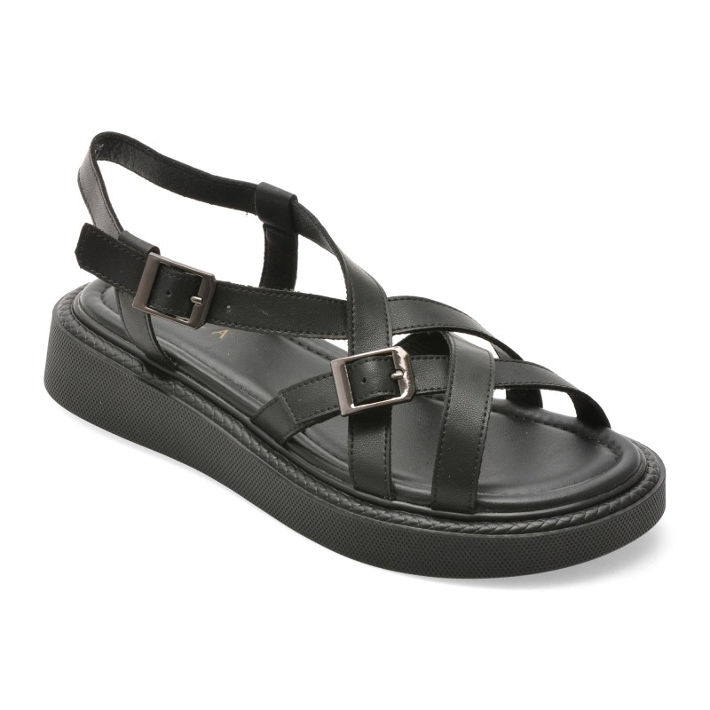 Sandale EPICA negre, WC60005, din piele naturala