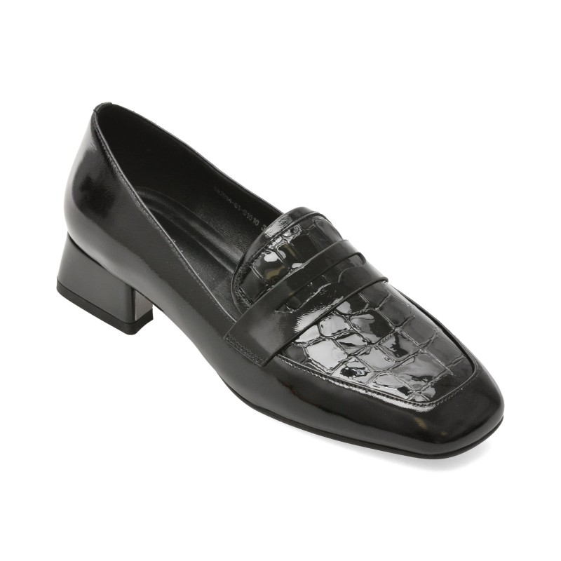 Mocasini EPICA negri, DA7034, din piele naturala lacuita