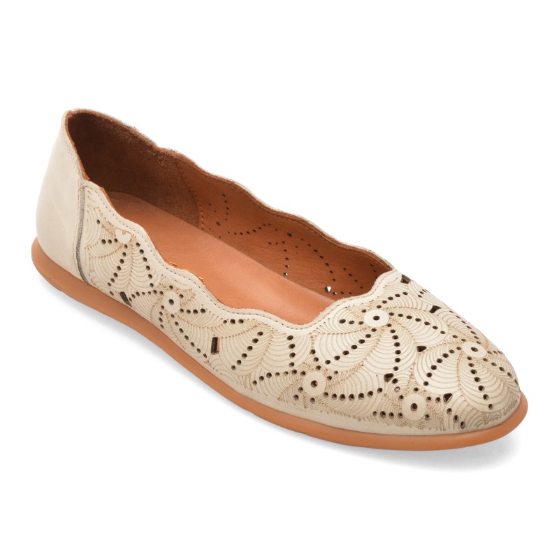 Balerini IMAGE bej, 261819, din piele naturala