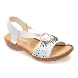 Sandale RIEKER albe, 60880, din piele ecologica