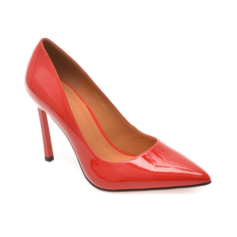 Pantofi eleganti EPICA rosii, E19070, din piele naturala lacuita