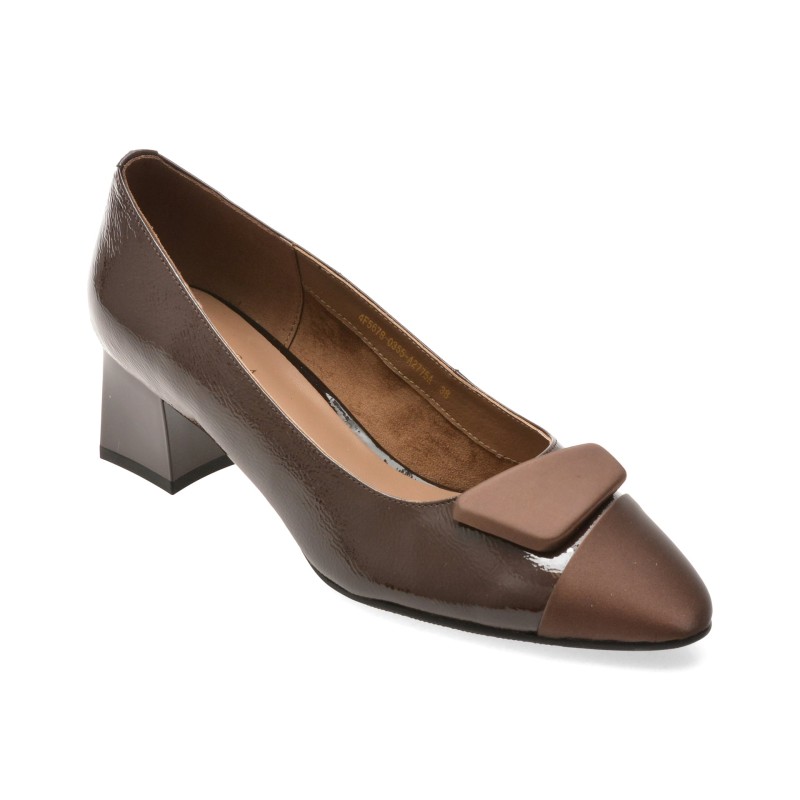 Pantofi EPICA maro, 4F5678, din piele naturala lacuita