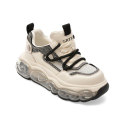 Pantofi sport GRYXX alb-negru, 5372, din material textil si piele naturala