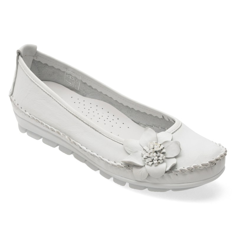 Balerini FLAVIA PASSINI albi, 127, din piele naturala