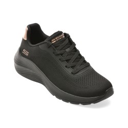 Pantofi sport SKECHERS negri, BOBS SQUAD WAVES, din material textil