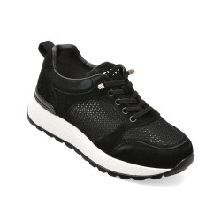 Pantofi sport FLAVIA PASSINI negri, WM12, din material textil si piele naturala
