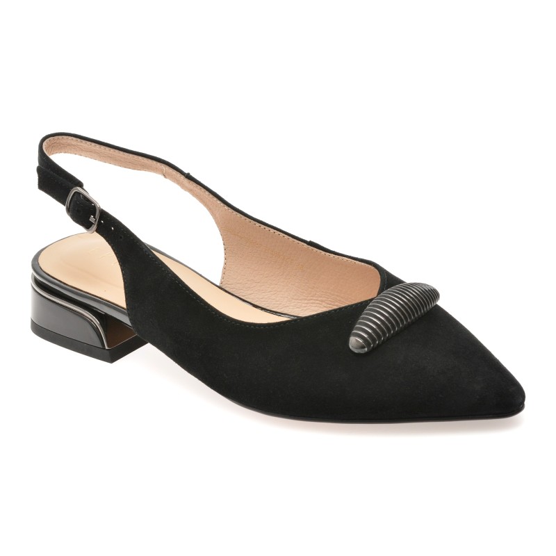 Pantofi eleganti EPICA negri, 5K344, din piele intoarsa