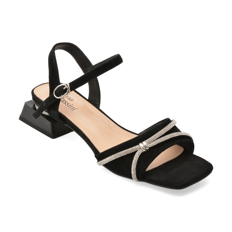 Sandale FLAVIA PASSINI negre, M293, din piele intoarsa