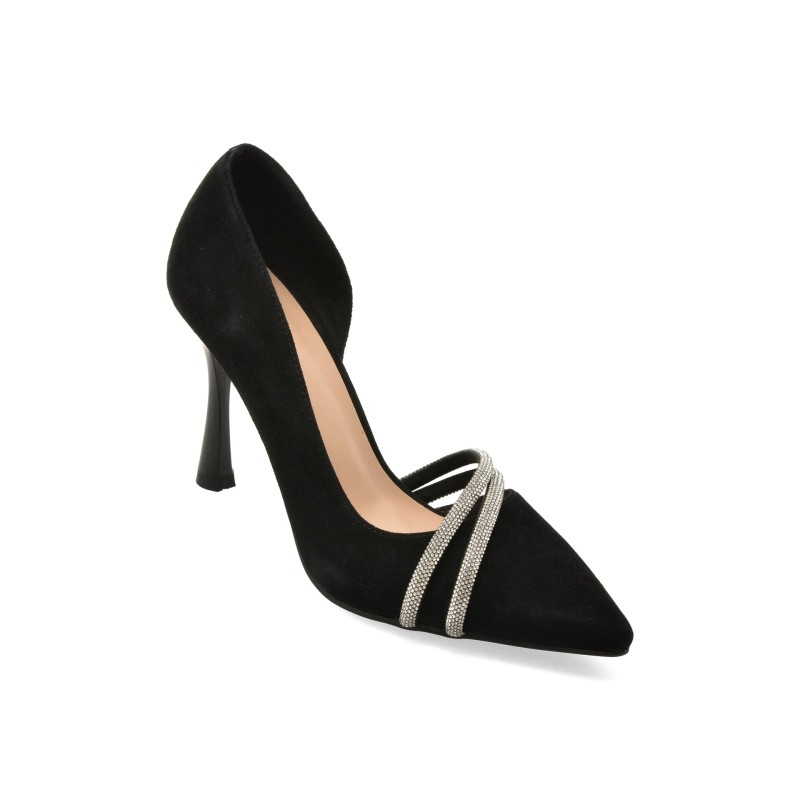 Pantofi eleganti FLAVIA PASSINI negri, V8770, din piele intoarsa