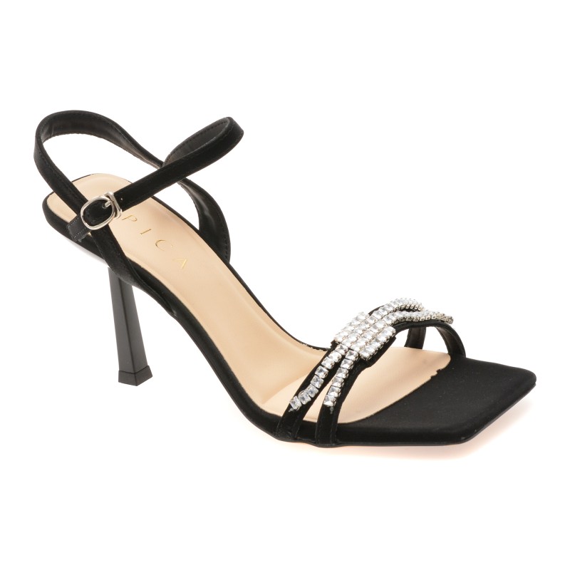 Sandale elegante EPICA negre, 5588, din piele ecologica