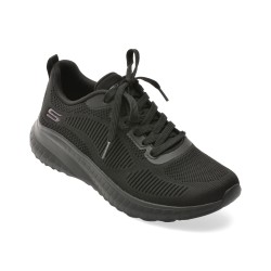 Pantofi sport SKECHERS negri, BOBS SQUAD CHAOS, din material textil