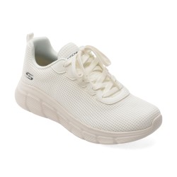 Pantofi sport SKECHERS albi, BOBS B FLEX, din material textil