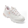 Pantofi sport SKECHERS albi, D LITES, din piele naturala