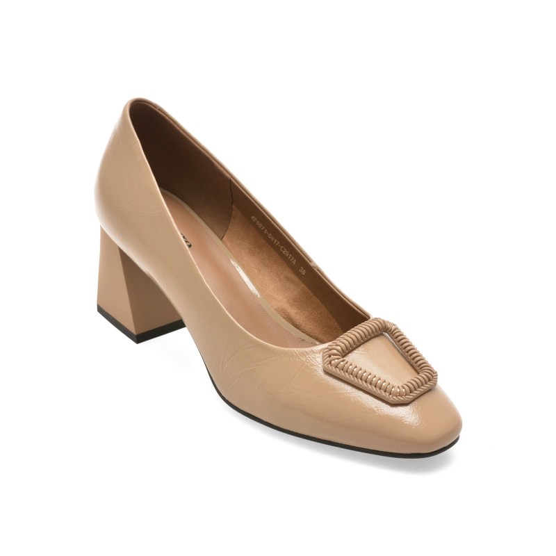 Pantofi eleganti IMAGE bej, 4F5671, din piele naturala lacuita