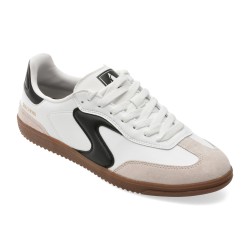 Pantofi sport SKECHERS alb-negru, HOTSHOT, din piele naturala