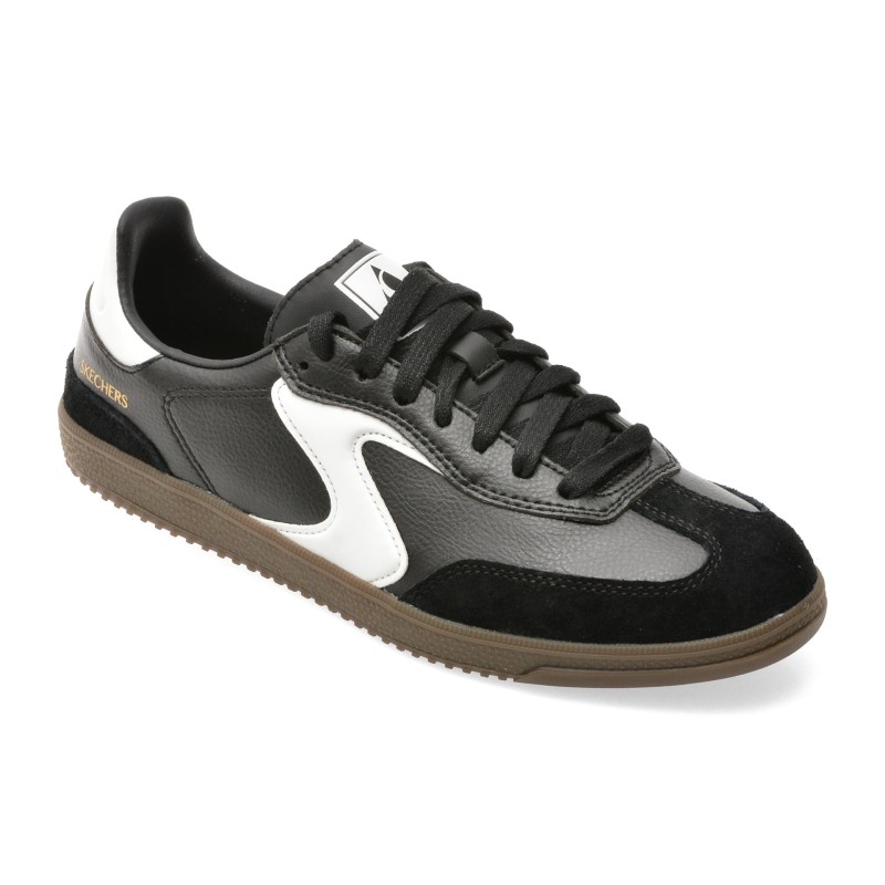 Pantofi sport SKECHERS alb-negru, HOTSHOT, din piele naturala